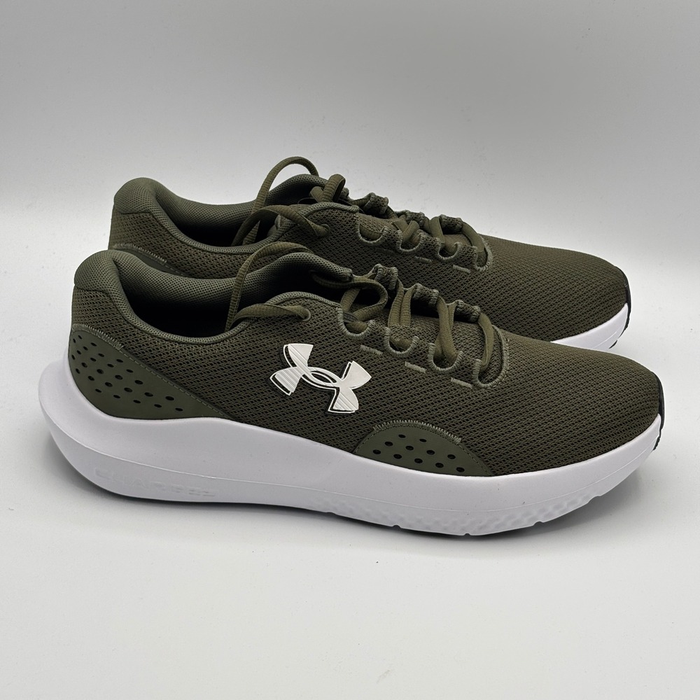 Under Armour UA Charged Surge 4 Shoes Mens 10.5 Green White 3027000-301